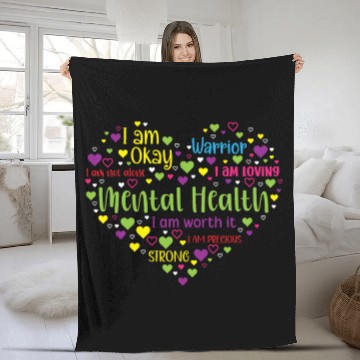 Discover Mental Health Awareness Heart End The Stigma Fleece Blankets