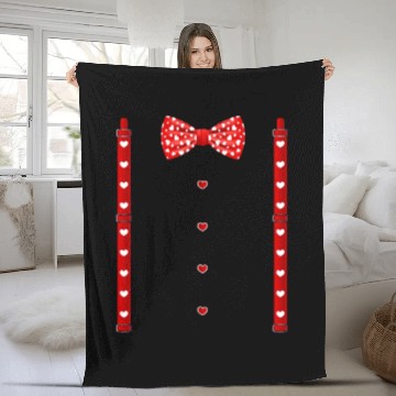 Discover Red Hearts Bow Tie Suspenders Valentines Day Fleece Blankets