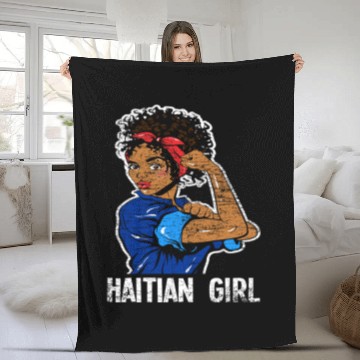 Discover Haiti Girl Caribbean Fleece Blankets