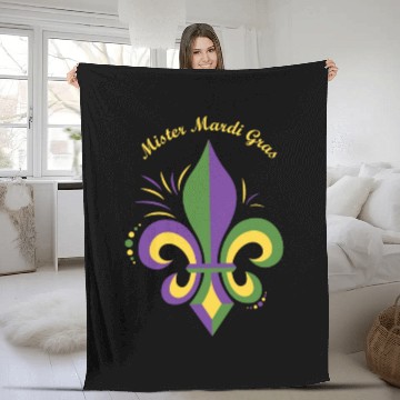 Discover Mister Mardi Gras Fleece Blankets