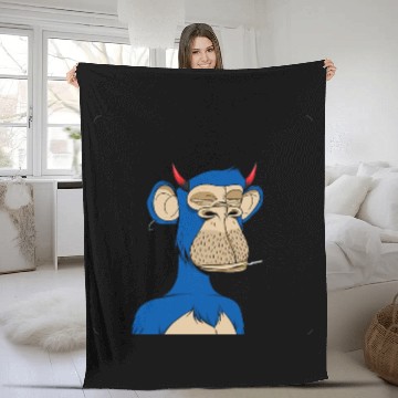 Discover Blue bored monkey Fleece Blankets