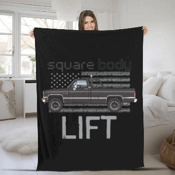 Discover Square Body Lift Black Fleece Blankets
