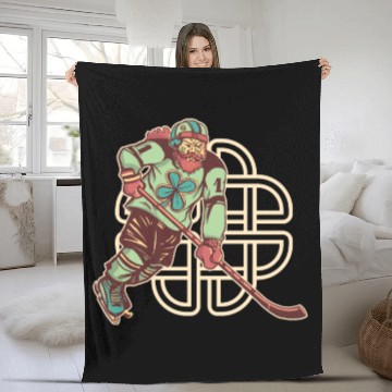 Discover St. Patrick's Day Ice Hockey Shenanigans Irish Fleece Blankets