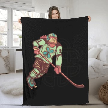 Discover St. Patrick's Day Ice Hockey Shenanigans Irish Fleece Blankets