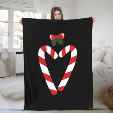 Discover beautiful christmas candy canes in love heart with Fleece Blankets