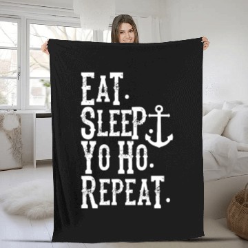 Discover Eat Sleep Yo Ho Repeat Pirate Fleece Blankets