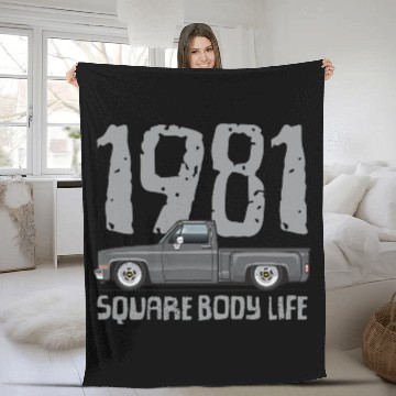 Discover 1981 Square Body Life Dark Gray Fleece Blankets