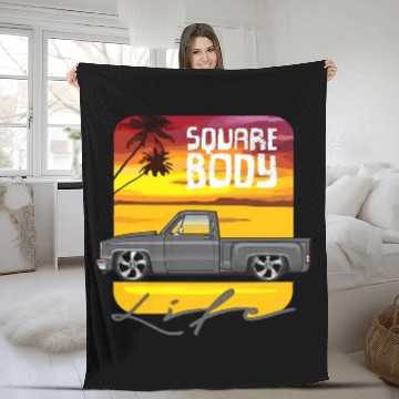Discover Square Body Life Dark Gray Fleece Blankets