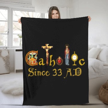 Discover Catholic since 33 AD Jesus, Virgin Mary and Saints Fleece Blankets