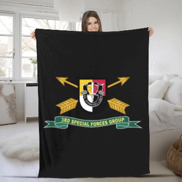 Discover Army 3rd Special Forces Group Flash w Br Ribbon Fleece Blankets