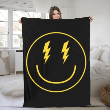Discover Lightning Smiley Face Emoticon Happy Face Smileyhi Fleece Blankets