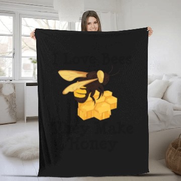 Discover I Love Bees Honey Bee Beekeeping Beekeeper Fleece Blankets