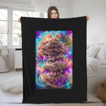 Discover Aqua Bendable Fluffy Kaleidoscopic Nug Flower Weed Fleece Blankets