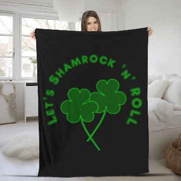 Discover St. Patricks Day - Let’s shamrock 'n' roll Fleece Blankets