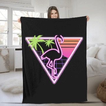 Discover flamingo Neon pink flamingo vintage Fleece Blankets