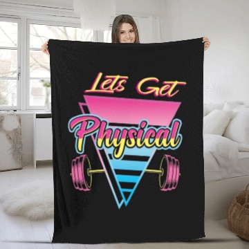 Discover Lets Get Physical Workout Gym Retro 80s Gift Fleece Blankets