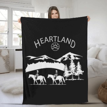 Discover heartland ranch, heartland, sunset, vintage, retro Fleece Blankets