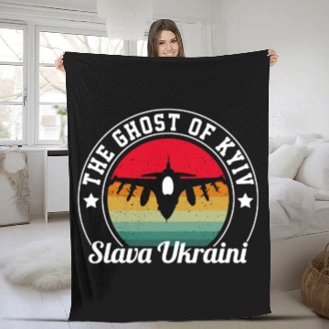 Discover The Ghost Of Kyiv Slava Ukraini Fleece Blankets