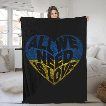 Discover Stand With Ukraine, All we Need is Love Heart Fleece Blankets
