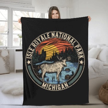 Discover Isle Royale National Park Fleece Blankets, Michigan Moose