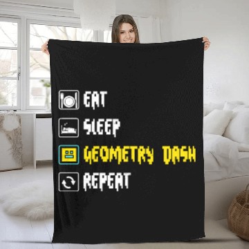 Discover Eat sleep geometry dash repeat retro Jumper Repeat Fleece Blankets