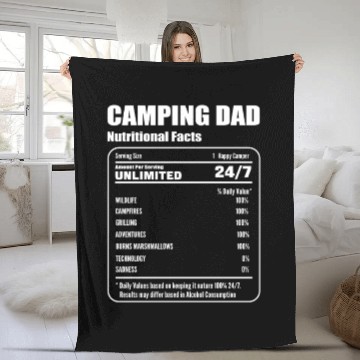 Discover Camping Dad Nutrition Facts Camper Father Nature Fleece Blankets