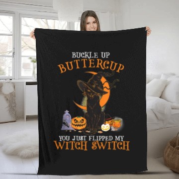 Discover Black Cat Kitty Buckle Up Buttercup You Just Flipp Fleece Blankets