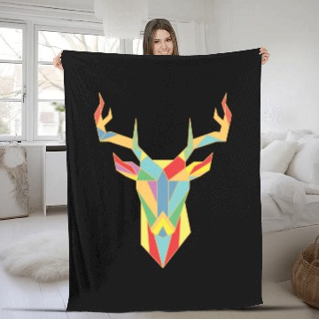 Discover Fractal Geometric Deer Design Fleece Blankets