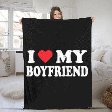 Discover I Love My Boyfriend Grunge Heart Fleece Blankets