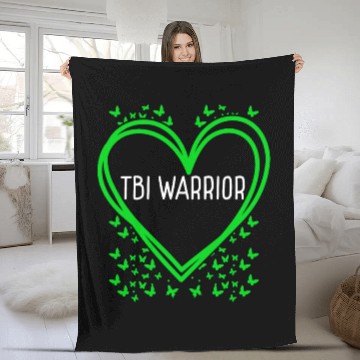 Discover Traumatic Brain Injury Ribbon Fight Heart Warrior Fleece Blankets