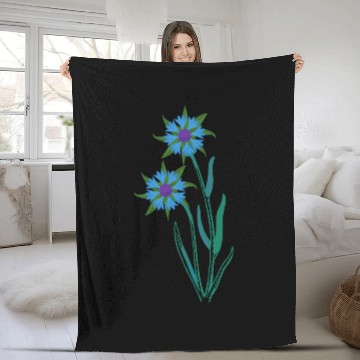 Discover Blue Cornflowers - Floral Artwork With Spring Fleece Blankets