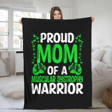 Discover Muscular Dystrophy Ribbon Mom of a Warrior Fleece Blankets