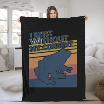 Discover I Exist Without My Consent Funny Frog Depression Fleece Blankets