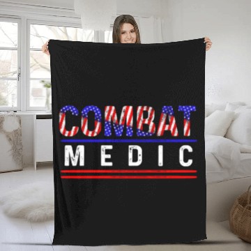 Discover Combat Medic Brain USA American Military print Fleece Blankets