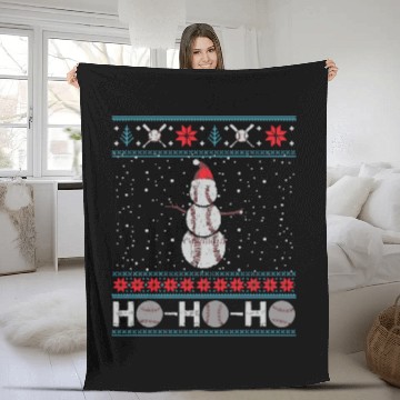 Discover Christmas Baseball Snowman Ugly Christmas Xmas Fleece Blankets