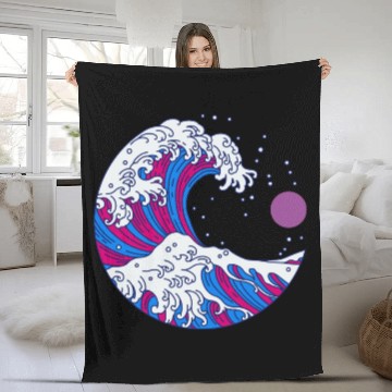 Discover Circular Japanese Bi Wave. Bisexual Pride. Fleece Blankets