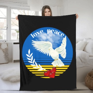 Discover Ukraine for for peace Dove Flag and Olive Branch Fleece Blankets