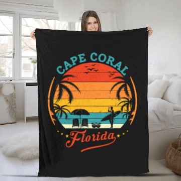 Discover Cape Coral Est.1973 Vintage Florida summer Gift Fleece Blankets