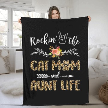 Discover Rockin The Cat Mom And Aunt Life Leopard Fleece Blankets