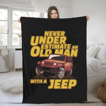 Discover Never Underestimate An Old Man with A Jeep Brown Fleece Blankets