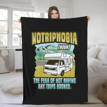 Discover Notriphobia Definition Travel Camper RV Owner Fleece Blankets
