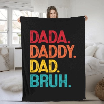 Discover Dada Daddy Dad Bruh Funny Father's Day Fleece Blankets