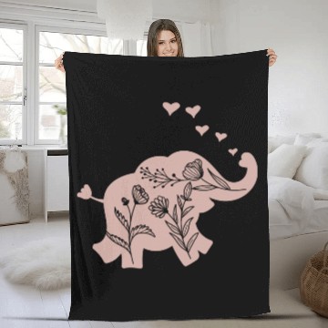 Discover Elephant Girls Women Flowers Fleece Blankets