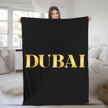 Discover Modern Gold Glam Dubai City Typography Fleece Blankets