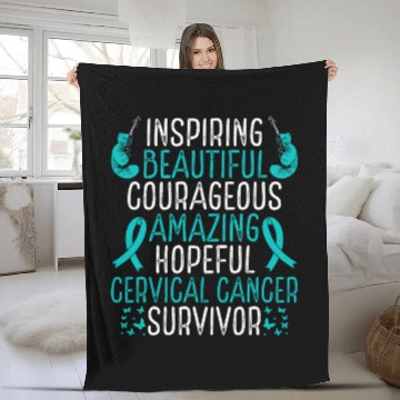 Discover Cervical Cancer Survivor Cervical Cancer Awareness Fleece Blankets