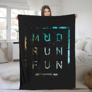 Discover Mud Run Fun Tough Mudder MULTI COLOR Trail Running Fleece Blankets