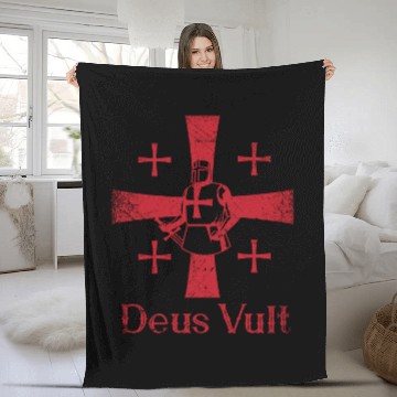Discover Deus Vult God Wants It Latin Templar Knight Fleece Blankets