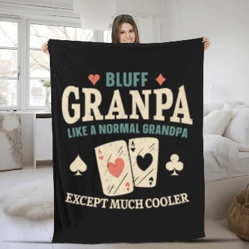 Discover Poker Cards Vintage Bluff Grandpa Fleece Blankets