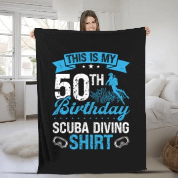 Discover 50th Birthday Scuba Diving Diver 50 Year Old Fleece Blankets