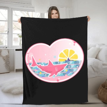 Discover Angler and shark. Fleece Blankets